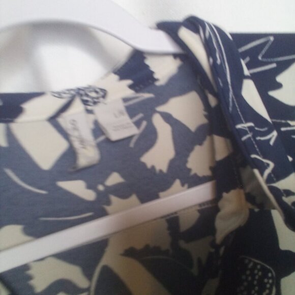 Old Navy Dress L Women Short Sleeve Soft Stretch Floral Blue White - Picture 6 of 16